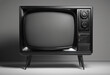 Large modern black TV file of isolated cutout object with shadow on transparent background
