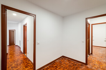 Wall Mural - An apartment with corridor leading to empty rooms with wooden doors 