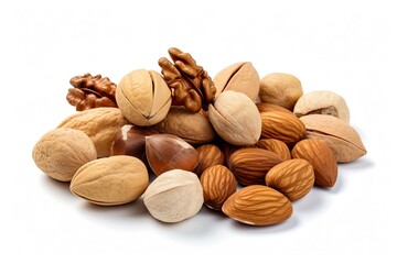 Wall Mural - Nuts close up isolated on white background