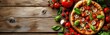 © BrandwayArt - Pizza on Wooden Table With Tomatoes and Vegetables