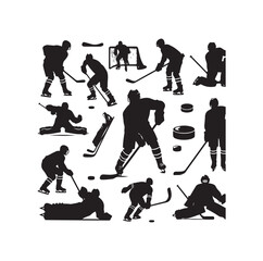 Wall Mural - ice hockey player silhouettes icon logo vector illustration.