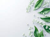 Fototapeta  - Fleurs sur fond blanc : vision minimaliste d'une plusieurs brins de muguet
