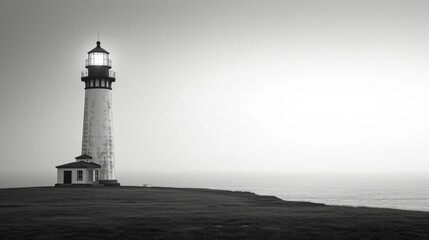 Wall Mural - Clean and minimalist composition showcasing the timeless charm of a coastal lighthouse
