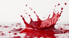 Splashing Color Red Drops Splash Liquid Cream Plain White Background