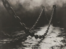 Strong Iron Chains In High-Contrast Black And White, Symbolizing Security And Connectivity - Concept Of Unbreakable Bonds And Industrial Strength