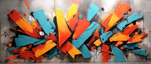 Abstract Graffiti Paintings On The Concrete Wall. Background Texture.