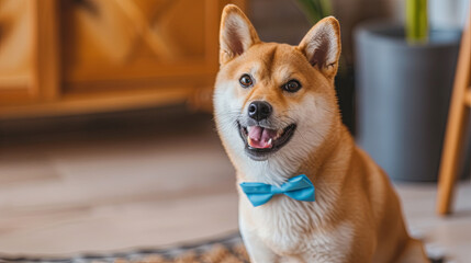 Domestic Shibainu dog in a beautiful room