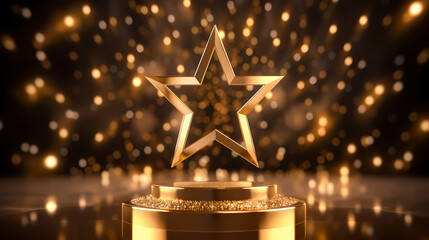 Award ceremony background, golden glitter light effect decoration and bokeh