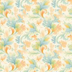 Sticker - Seamless pattern with flowers retro style.