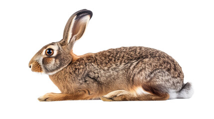 Wall Mural - rabbit isolated on white, side view