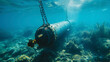 In an underwater shot an advanced ballast water treatment system is seen in operation preventing the spread of invasive species and protecting the marine ecosystem.