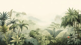 Fototapeta Pokój dzieciecy - Forest landscape, exotic foggy forest