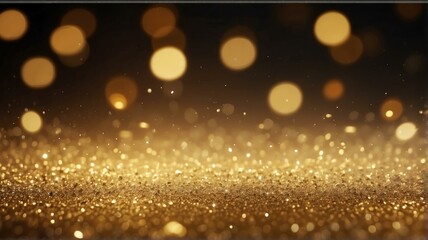 Asymmetric gold light burst with rays and golden sparkles bokeh background from Generative AI