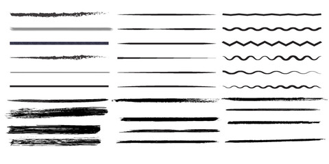 set of wavy horizontal lines. marker hand-drawn line border set and scribble design elements. lines 