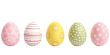 Colorful Decorative Easter Eggs Over Isolated Transparent Background