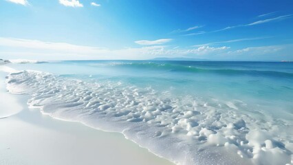 Wall Mural - Beautiful beach and white sand with beach chair.