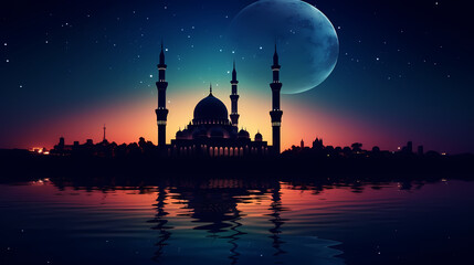 Glowing background for muslim feast in holy month of Ramadan Kareem