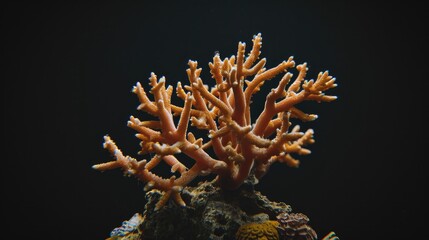 Wall Mural - Tube Coral in the solid black background