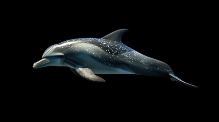 Wall Mural - Atlantic Spotted Dolphin in the solid black background