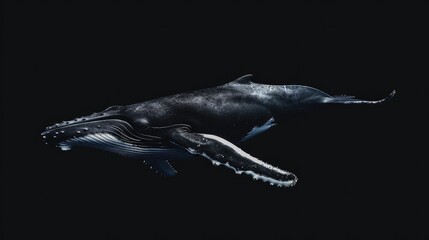 Wall Mural - Humpback Whale in the solid black background