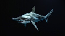 Hammerhead Shark In The Solid Black Background