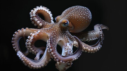 Wall Mural - Caribbean Reef Octopus in the solid black background