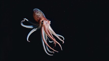 Poster - European Squid in the solid black background