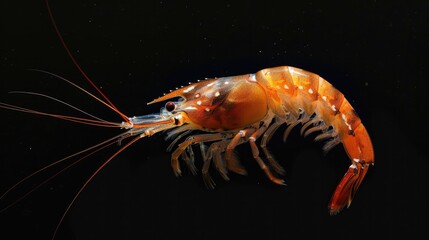 Wall Mural - Shrimp in the solid black background
