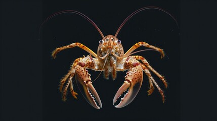 Wall Mural - Squat Lobster in the solid black background