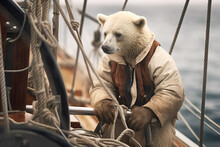 A Polar Bear Dressed As An Athlete Yachtsman