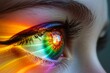 Human Cyborg AI Eye eyelid crusting. Eye macular degeneration optic nerve lens evisceration color vision. Visionary iris latent hyperopia sight presbyopia eyelashes
