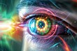 Human Cyborg AI Eye Glaucoma medication compliance. Eye eyelashes optic nerve lens optic nerve avulsion color vision. Visionary iris eye anatomy sight pco eyelashes