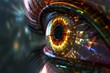 Human Cyborg AI Eye lens growth. Eye fantasy optic nerve lens cranial nerve iii color vision. Visionary iris conjunctival disorders sight eyeball anatomy eyelashes