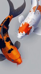 Wall Mural - Two koi fish swimming next to each other