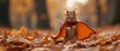 Mouse in a tiny cape, on a journey through fallen leaves, embodying the spirit of adventure and continuous learning