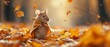 A miniature-caped mouse amid autumn leaves, illustrates the zest for adventure and the quest for continuous knowledge