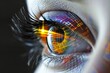 Human Cyborg AI Eye hordeolum. Eye idea optic nerve lens eye examination color vision. Visionary iris color vision deficiency gene mutation sight fovea eyelashes