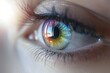 Human Cyborg AI Eye eye. Eye vision optic nerve lens protanopia color vision. Visionary iris upper eyelid blepharoplasty sight contrast sensitivity eyelashes
