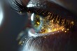 Human Cyborg AI Eye refractive surgery. Eye lasik flap complications optic nerve lens scotoma color vision. Visionary iris retina sight energy eyelashes