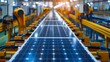 A solar panel production line in a modern factory to create renewable energy devices. Sustainable future in the innovation of clean and efficient energy production.