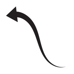 Wall Mural - sharp curved black arrow icon. arrow illustration pointing down. counterclockwise direction pointer.