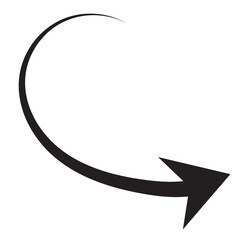 Wall Mural - sharp curved arrow icon. black rounded arrow. direction pointer pointing down. counterclockwise dire