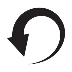Wall Mural - sharp curved arrow icon. black rounded arrow. direction pointer pointing down. counterclockwise dire