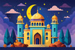 © Nurjen - muslim mosque flat style vector illustration. background for ramadan kareem, eid mubarak greetings