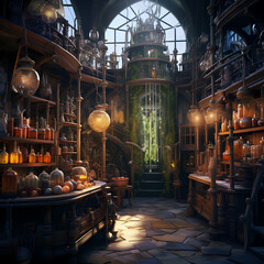 Poster - Ancient alchemists laboratory with bubbling potions