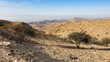 © Travelanza - Scenic panoramic landscape view of dry, arid desert and mountainous terrain in Jordan, Middle East