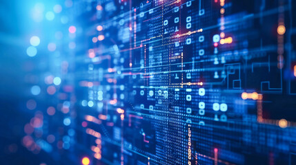 Abstract Digital Innovation, Binary Code and Cyber Technology Concept, Futuristic Blue Data Stream Background Design