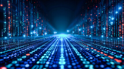 High-Tech Datacenter Infrastructure, Futuristic Networking and Computing, Blue Digital Technology and Connectivity Concept