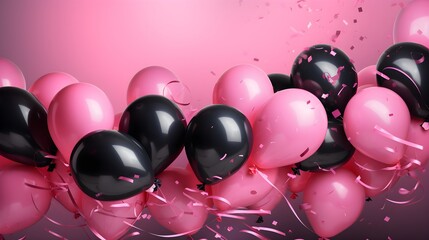 Pink and Black Balloons Celebration Wallpaper Background