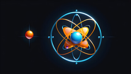 atom model icon isolated on a black background